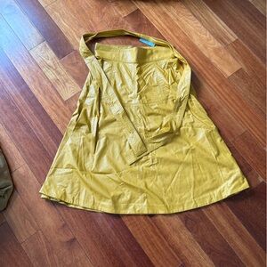 Ann Taylor yellow faux leather skirt with belt size 4 petite